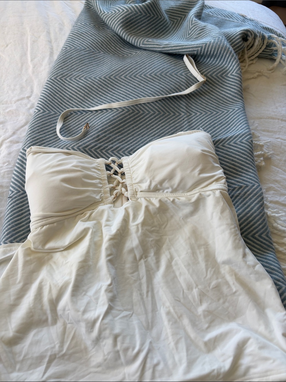 Michael Kors White Bandeau Tankini Set - Picture 6 of 9